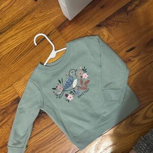 Garanimals Green Crew Neck Sweater with Floral Embroidery